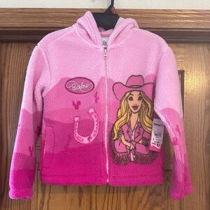Barbie Pink Fleece Jacket with Cowgirl Graphic